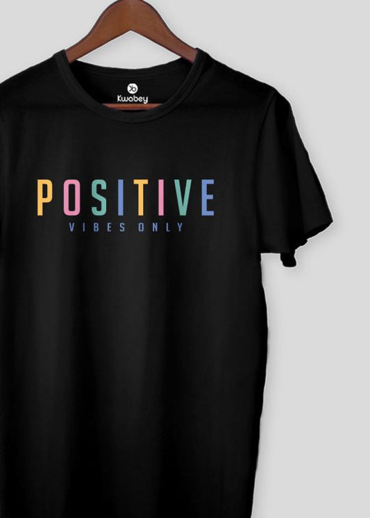 Positive Vibes Only Black Half Sleeve T-shirt For Men