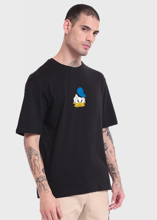 Caution Black Oversized T-shirt For Men