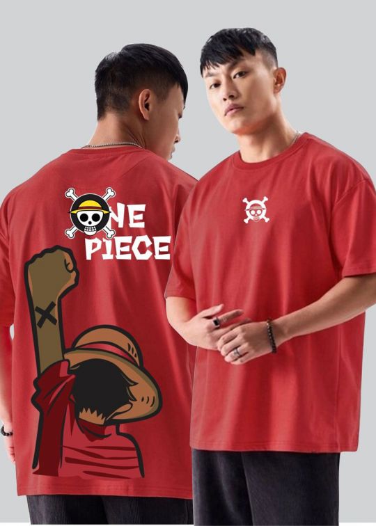 One Piece Red Oversized T-Shirt For Men