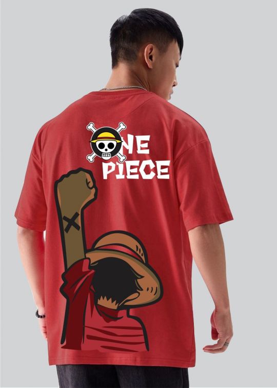 One Piece Red Oversized T-Shirt For Men