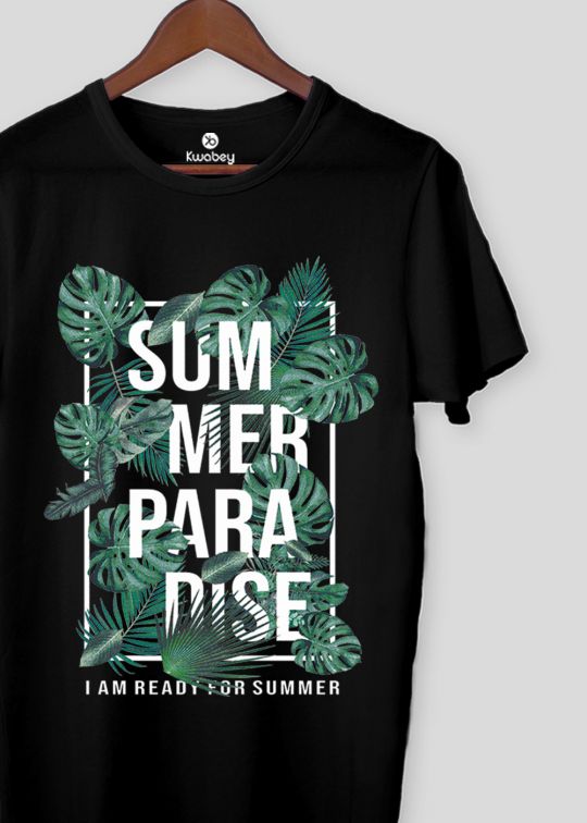 Summer Paradise Black Half Sleeve T-Shirt For Men