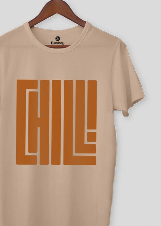 Chill Printed Beige Half Sleeve T-Shirt For Men
