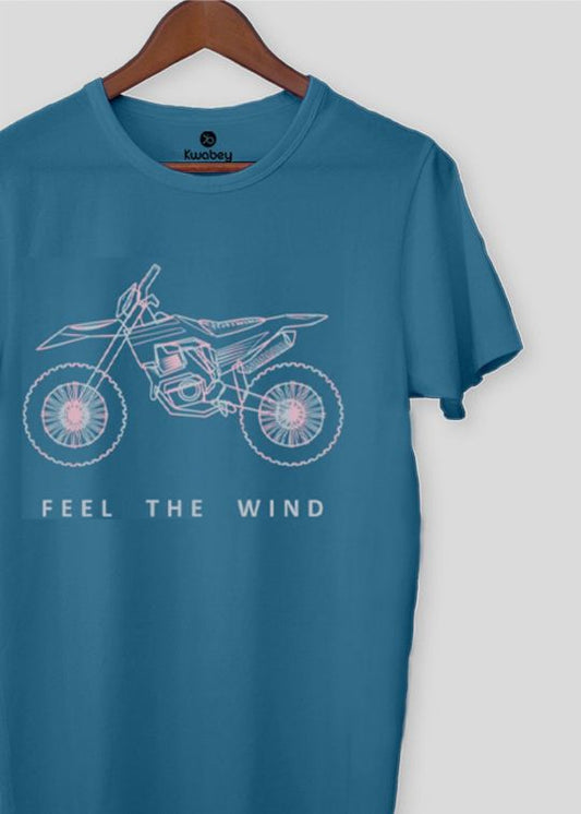 Feel The Wind Teal Half Sleeve T-shirt For Men