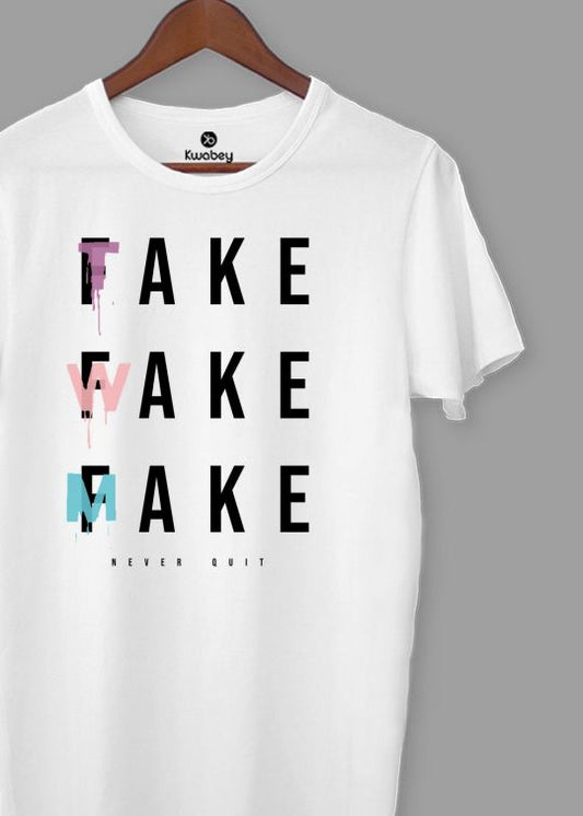 Never Quit White Half Sleeve T-shirt For Men