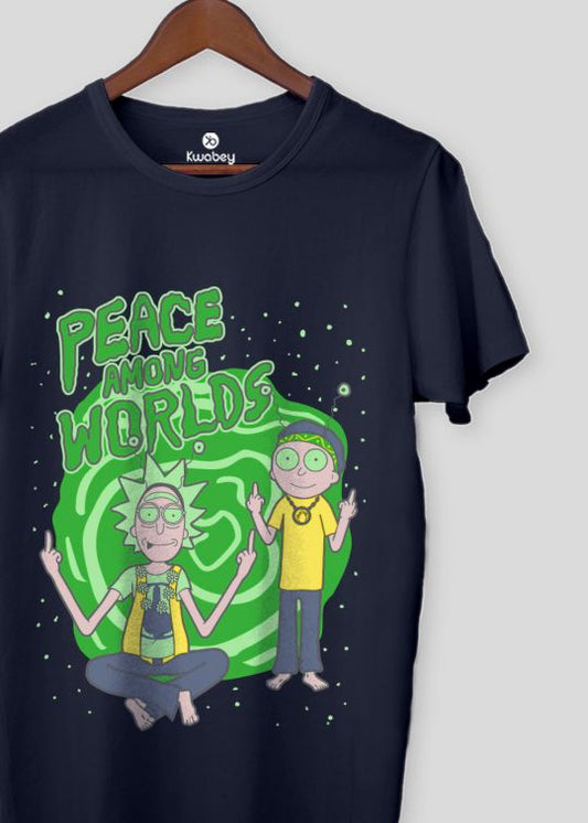 Peace Among Worlds Navy Half Sleeve T-Shirt For Men