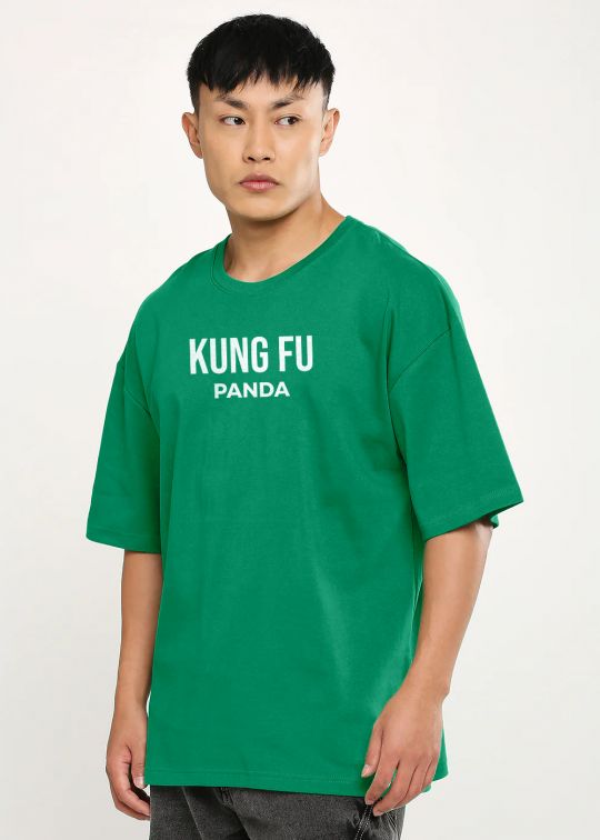 Kung Fu Panda Emerald Green Oversized T-Shirt For men
