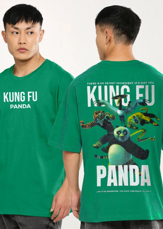 Kung Fu Panda Emerald Green Oversized T-Shirt For men