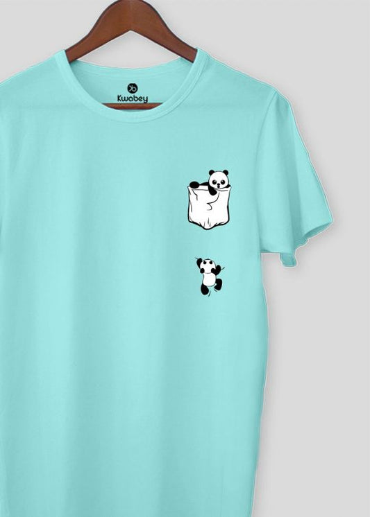 Climb Panda Aqua Half Sleeve T-shirt For Men