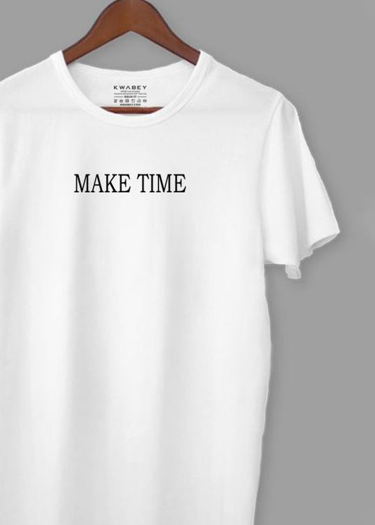 Make Time White Half Sleeve T-Shirt For Men