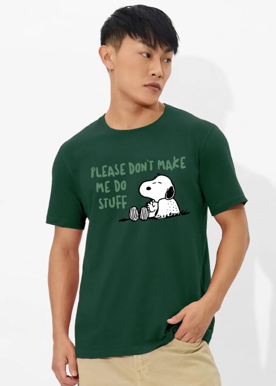 Dont Make Men Snoopy Bottle Green Half Sleeve T-Shirt For Men