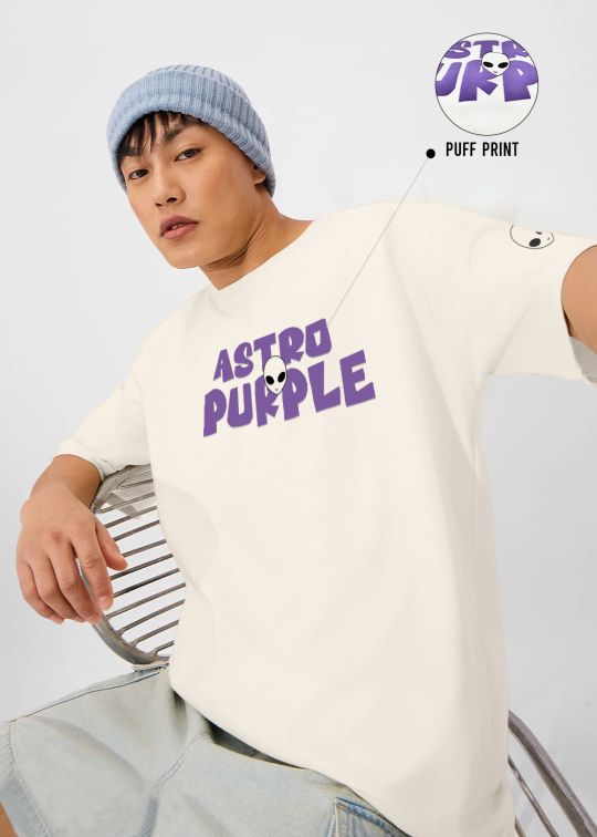 Astro Purple Off White Oversized T-shirt For Men