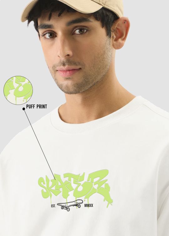 Real Skaters Off White Oversized T-shirt For Men