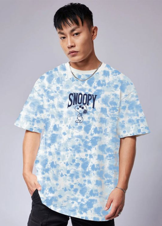 Snoopy Cloud Printed White Oversized T-shirt For Men