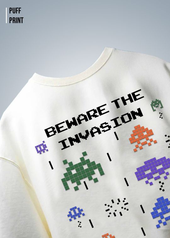 Game Over - Beware The Invasion - Off-White Oversize T-Shirt for Men