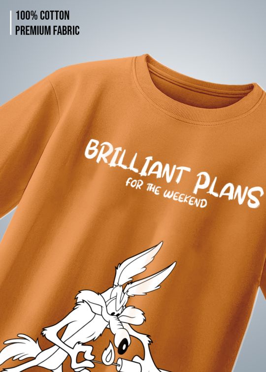 Brilliant Plan - Wile E. Coyote Rust Oversize T-Shirt for Men