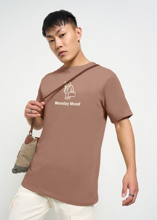 Monday Mood Mocha Moose Half Sleeve T-Shirt for Men