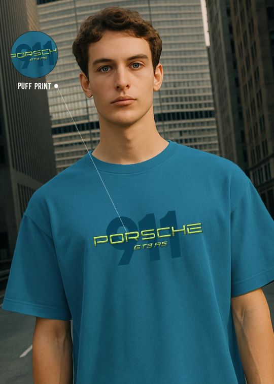 Porsche Premium Teal Oversized T-shirt For Men