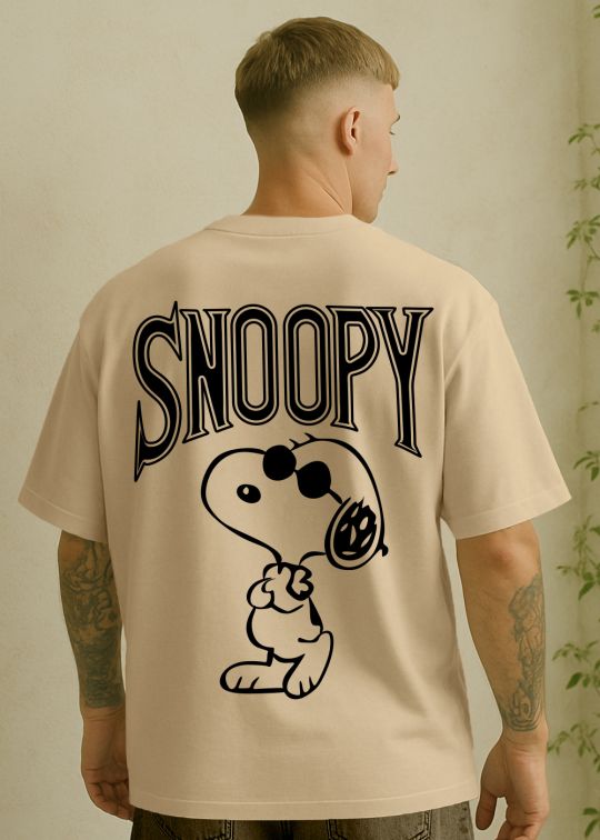 Snoopy Cool Premium Beige Oversized T-shirt For Men