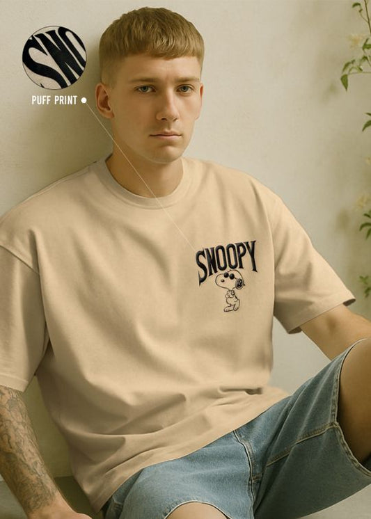 Snoopy Cool Premium Beige Oversized T-shirt For Men