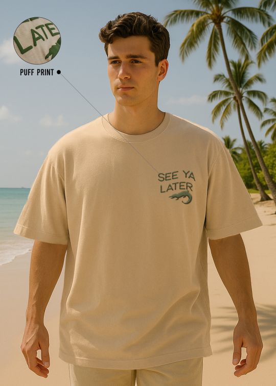 See Ya Later Premium Beige Oversized T-shirt For Men
