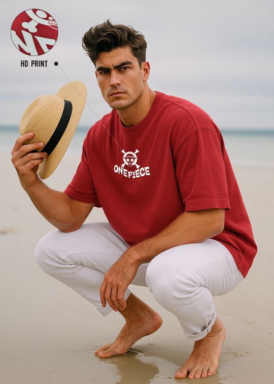 One Piece Premium Red Oversized T-shirt For Men