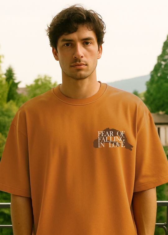 Fear of Falling in Love Premium Rust Oversized T-shirt For Men