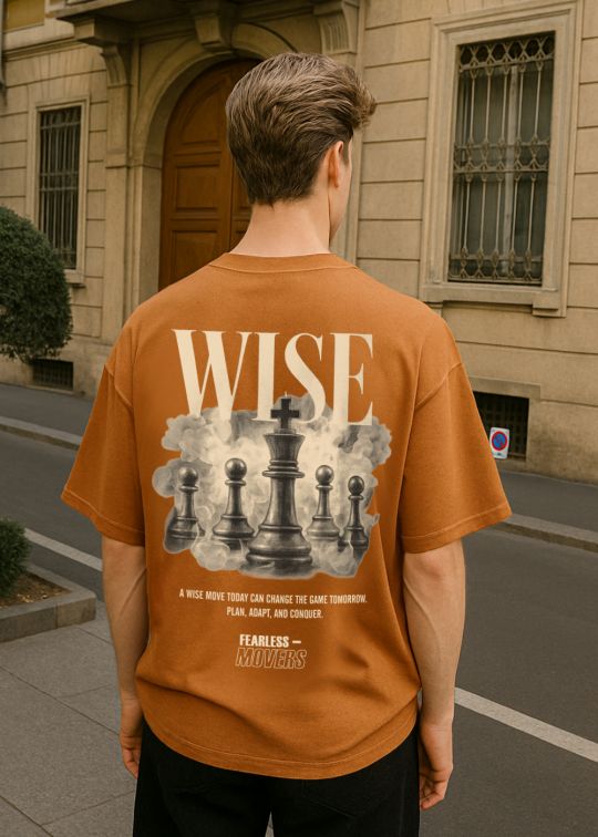 Wise Fearless Movers Premium Rust Oversized T-shirt For Men
