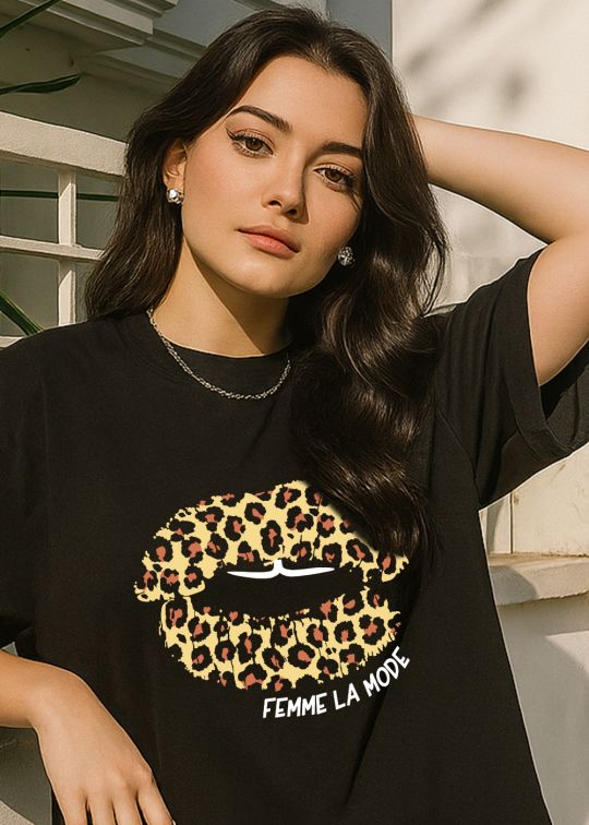 Femme La Mode Premium Black Oversized T-shirt For Women