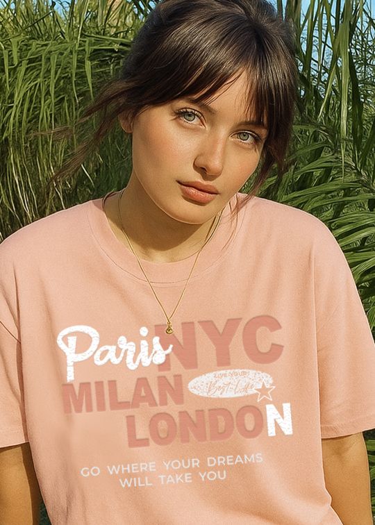 Fashion Capitals Peach Mouse Oversized T-shirt For Women