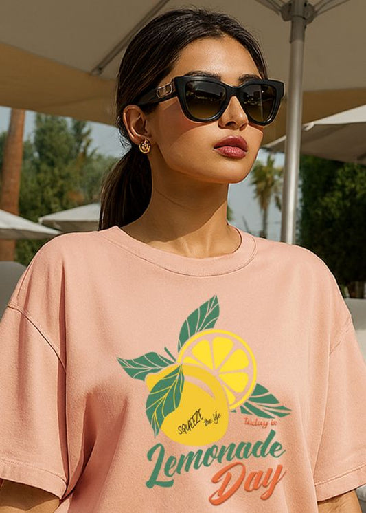 Lemonade Day Peach Mouse Oversized T-shirt For Women