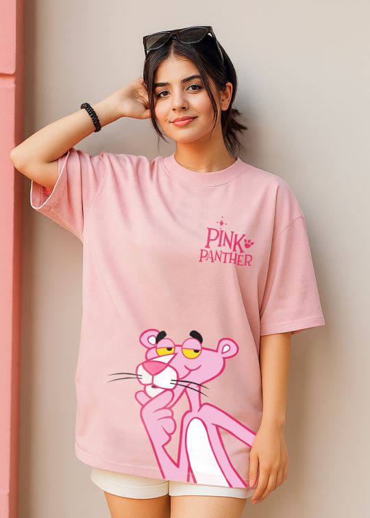 Pink Panther Baby Pink Oversized T-shirt For Women