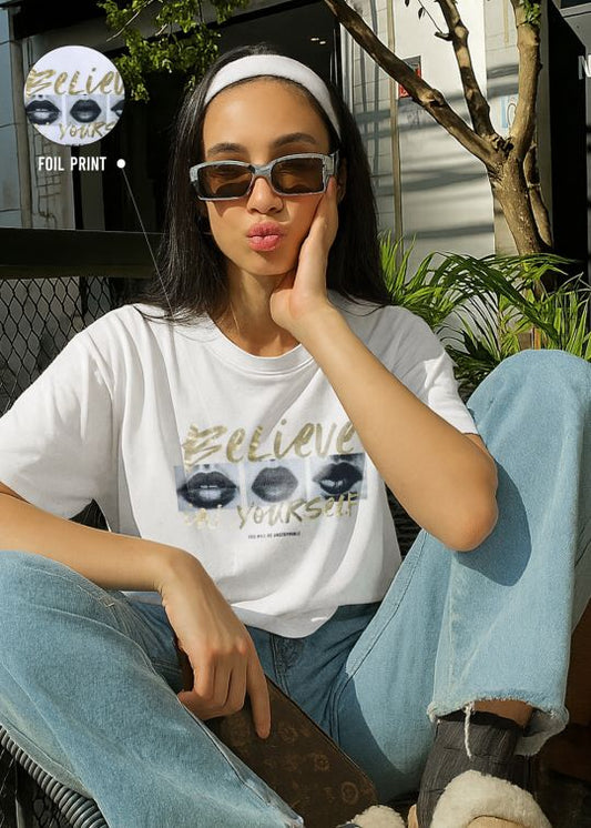 Believe in Yourself Egg Shell Oversized T-shirt For Women