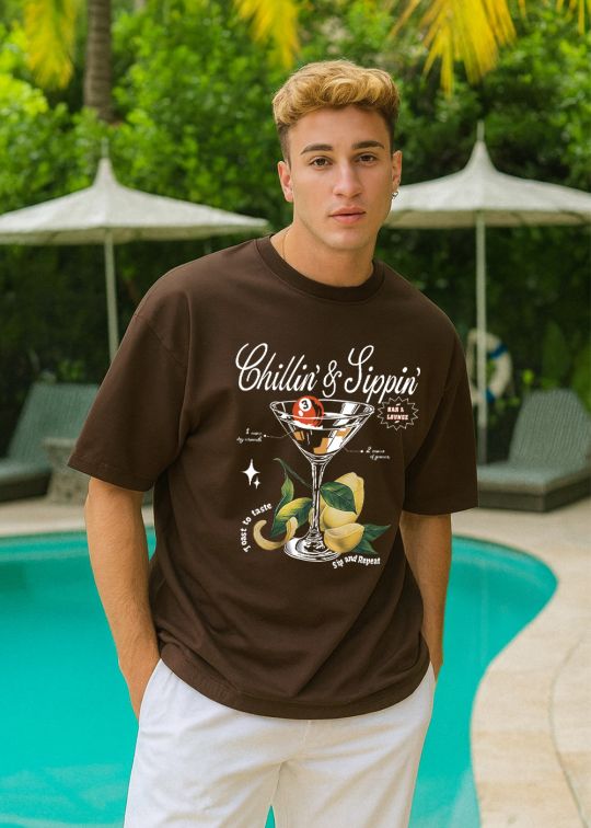Chillin & Sippin Premium Coffee Oversized T-shirt For Men