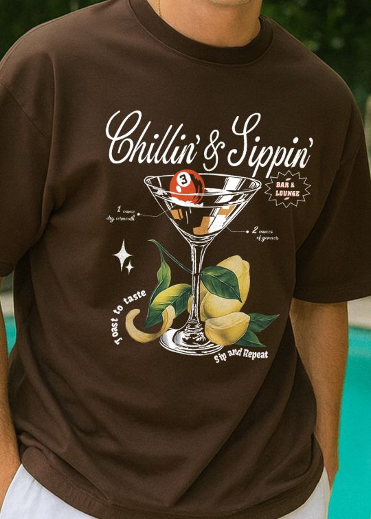 Chillin & Sippin Premium Coffee Oversized T-shirt For Men