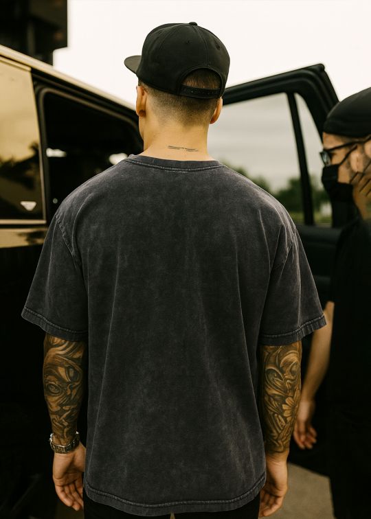 Nirvana Black Overdyed Oversized Half Sleeve T-shirt For Man