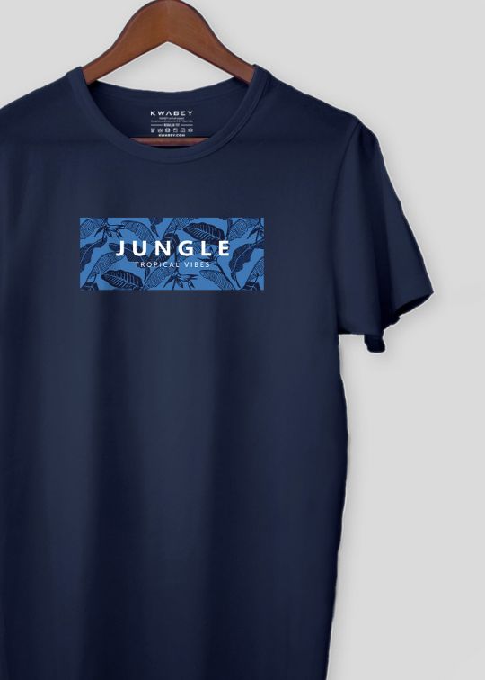 Jungle Tropical Vibes Navy Half Sleeve T-shirt For Men