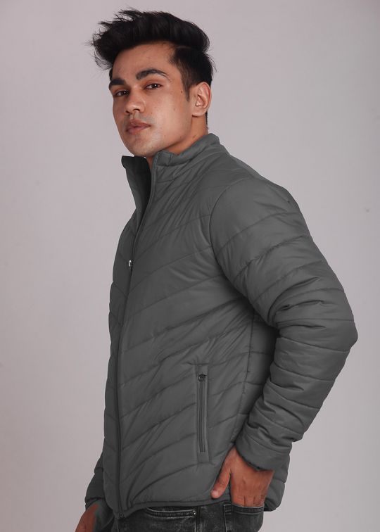 Charcoal Puffer Jacket For Men