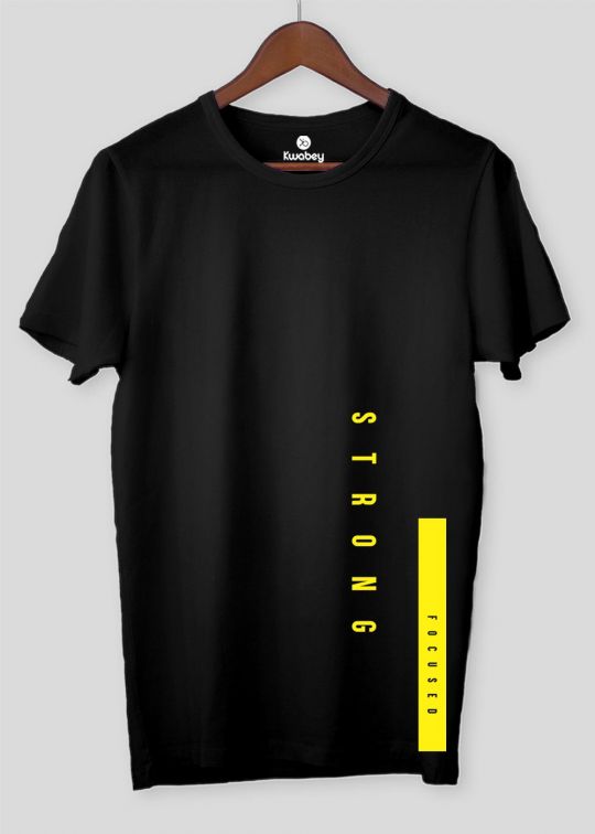 Strong Focused Black Half Sleeve T-shirt For Men