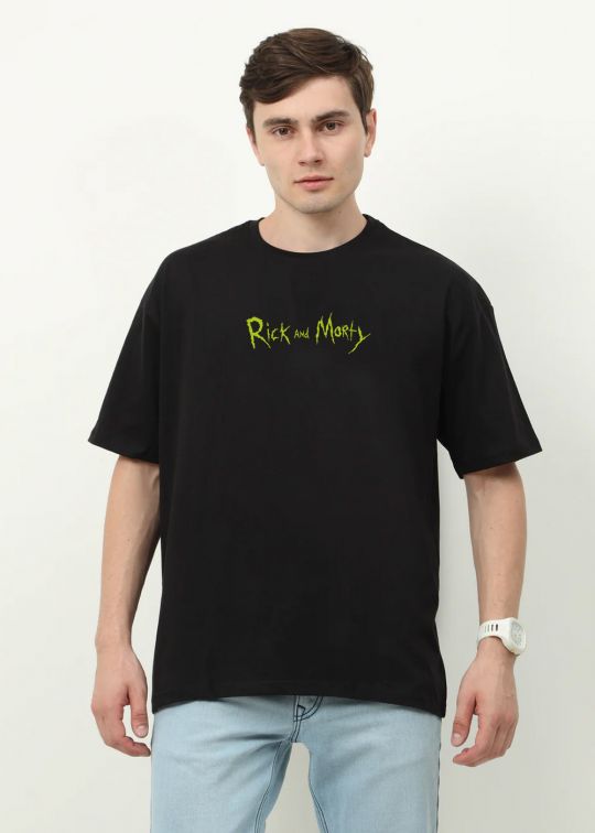 Rick And Morty Black Oversized T-Shirt For Men