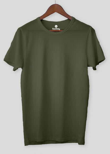 Cherish The Basic Bottle Green Half Sleeve T-Shirt For Men