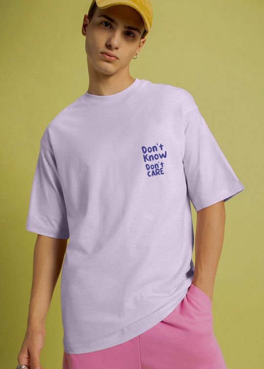 Dont Know Dont Care Lilac Oversized T-Shirt For Men