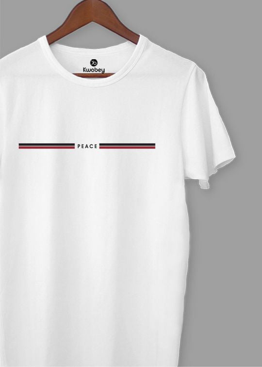 Peace White Half Sleeve T-Shirt For Men