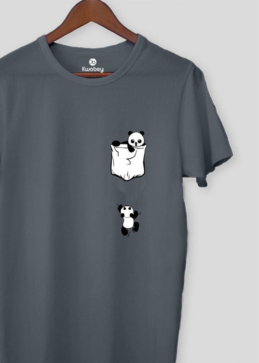 Climb Panda Stone Grey Half Sleeve T-shirt For Men
