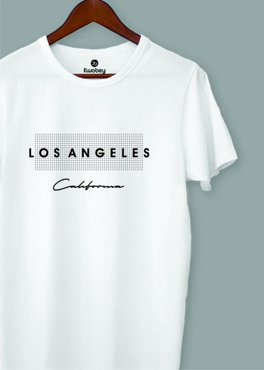 California Los Angeles White Half Sleeve T-Shirt For Men