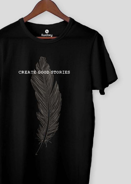 Create Good Stories Black Half Sleeve T-shirt For Men