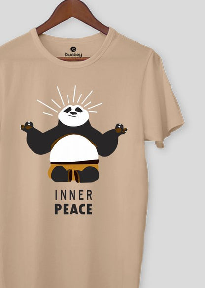 Inner Peace Printed Beige Half Sleeve T-Shirt For Men