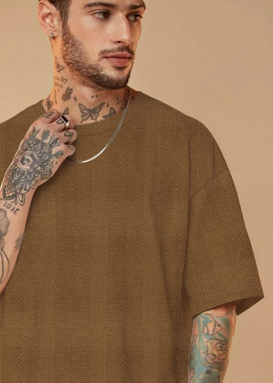 Elliot Knitted Brown Oversized T-Shirt For Men
