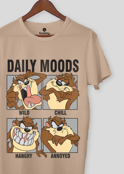 Daily Moods Beige Half Sleeve T-Shirt For Men