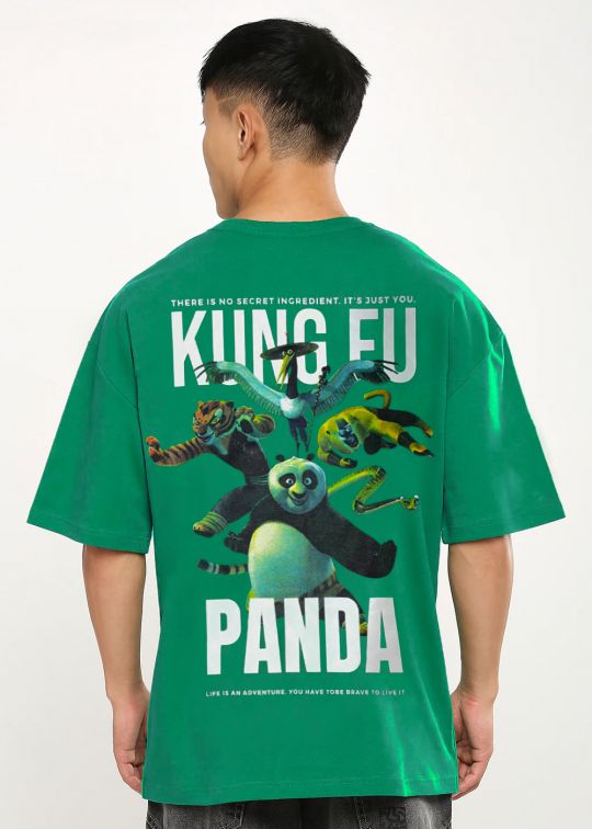 Kung Fu Panda Emerald Green Oversized T-Shirt For men