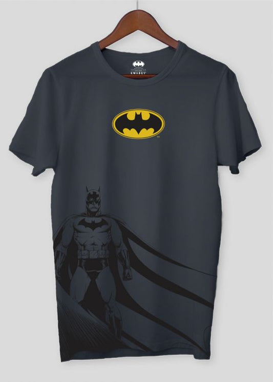 The Caped Crusader Batman Stone Grey Half Sleeve T-Shirt For Men
